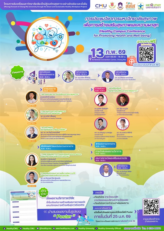 ประชุมวิชาการมหาวิทยาลัยสุขภาพเพื่อสร้างเสริมสุขภาพและ ความผาสุก (Healthy Campus Conference for Promoting Health and Well-being)