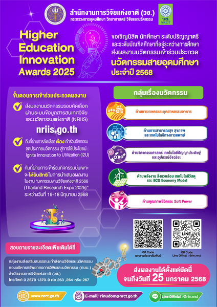 การประกวดผลงานนวัตกรรมสายอุดมศึกษา ประจําปี 2568 (Higher Education Innovation Awards 2025)