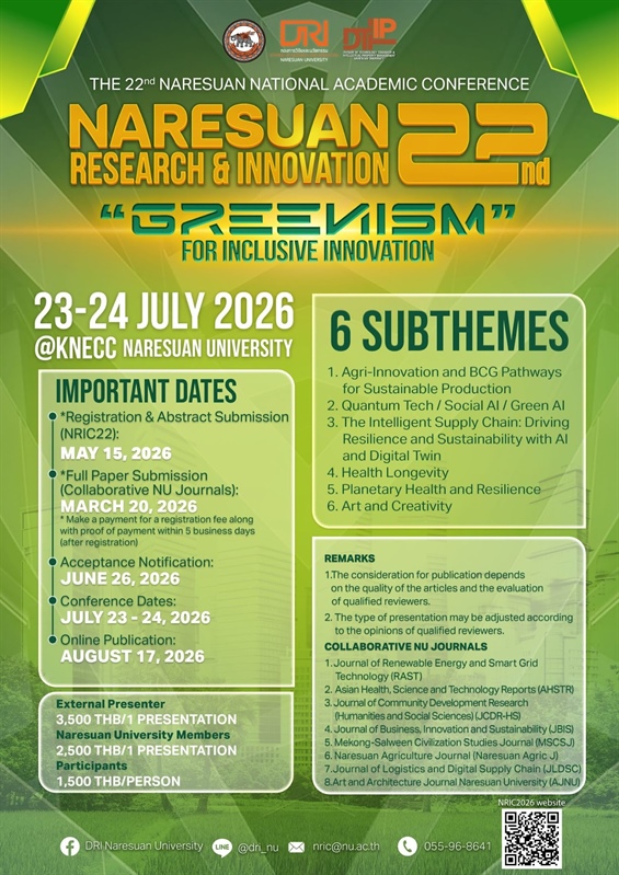 ขอเชิญชวนส่งผลงานเข้าร่วมนำเสนอการประชุมวิชาการระดับชาติ